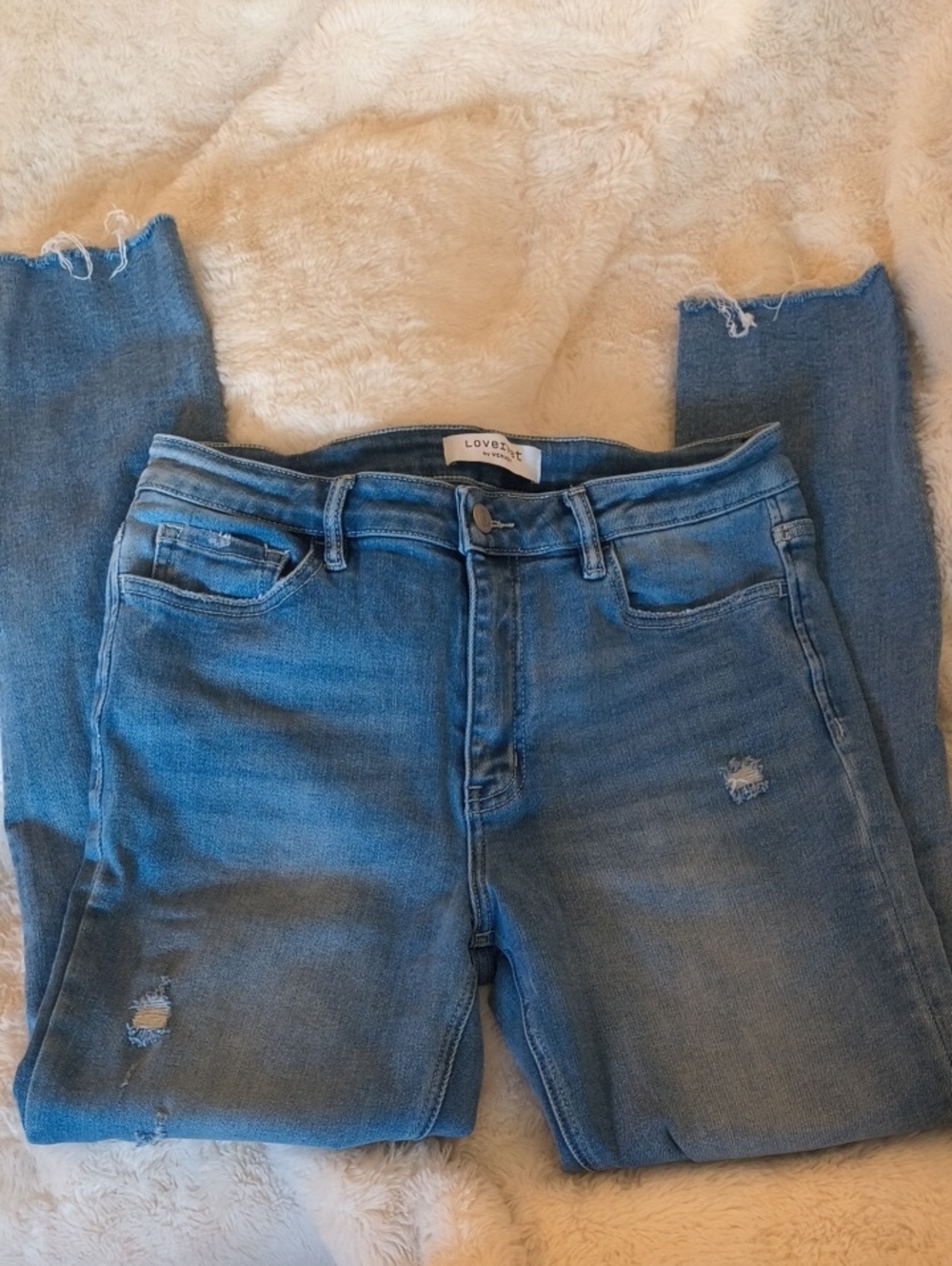 Lovervet Light Blue Women's High Rise Skinny Distressed Jeans